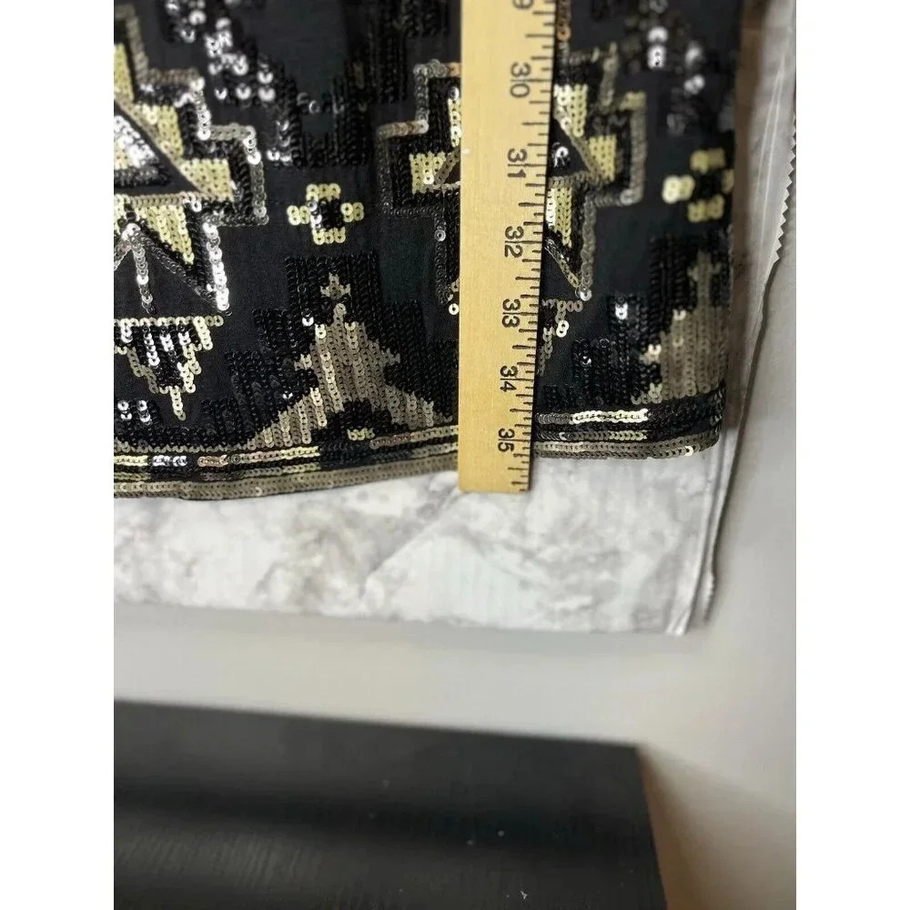 Women’s Black/Gold holiday party/Sequin Dress Medium Sleeveless/NWT /SlipOn - Picture 4 of 7